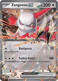 Zangoose-ex 167/295 Reverse Ball Pattern NM (ITA)